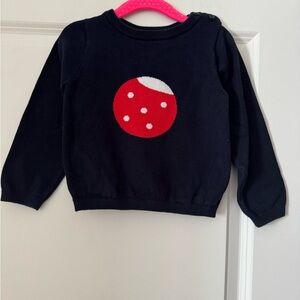 Jacadi Black Sweater with Red and White Dot Graphic